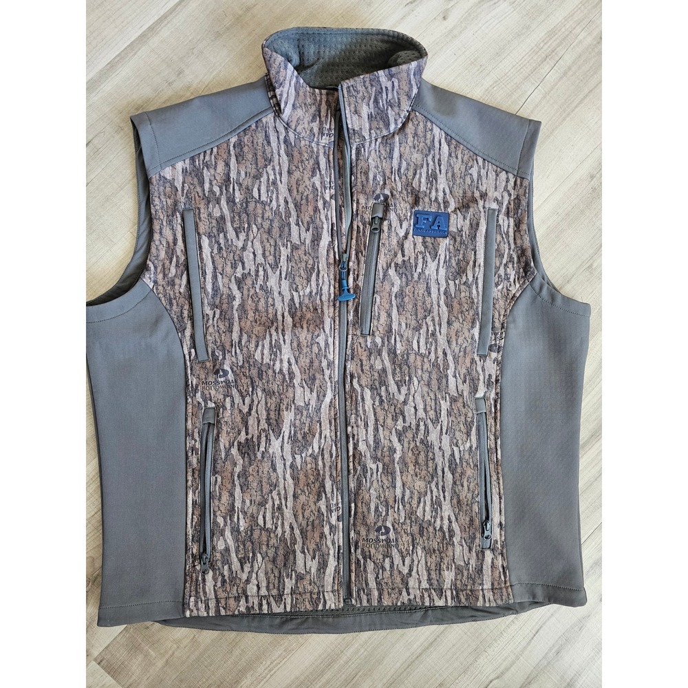 Final Approach Mens 2XL MossyOak Bottomland Camo Waffle Fleece Hunting Vest Grey